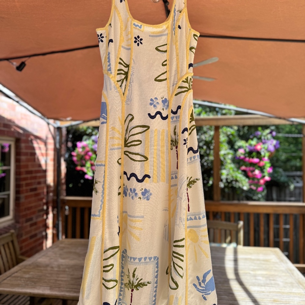 NWT CAROLINE CONSTAS - WHITE LINEN DRESS - SIZE S